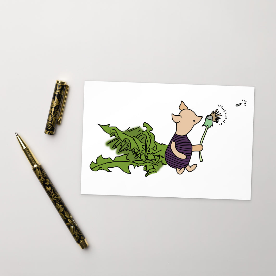 Piglet & Dandelion Postcard